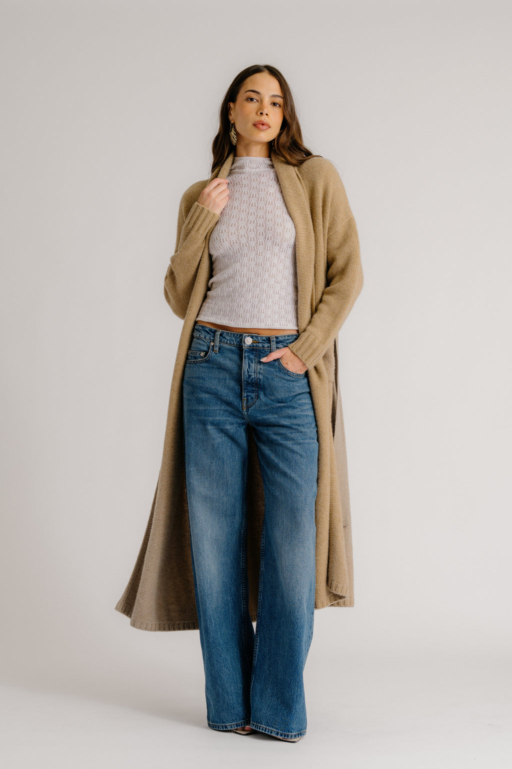 SULLIVAN BELTED SHAWL CASHMERE DUSTER | CAMEL