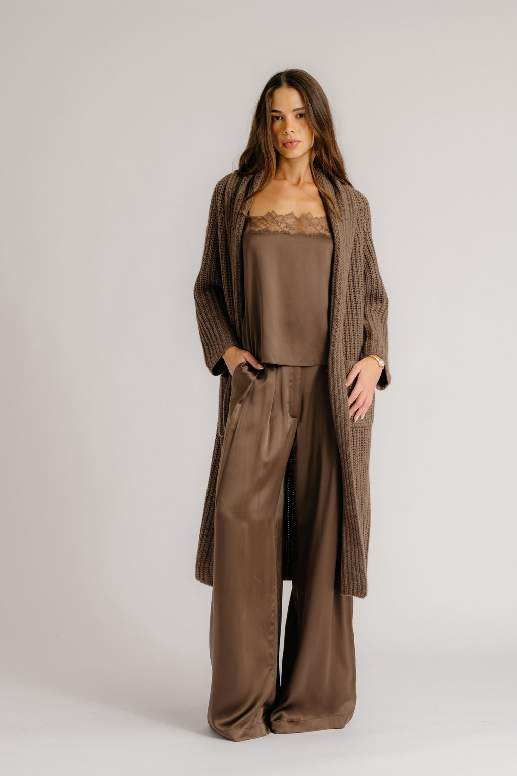 EDEN SHAWL COLLAR CASHMERE DUSTER | SWISS BROWN
